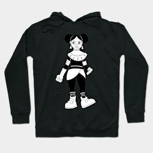 Black White Cartoonn Hoodie